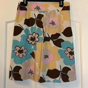Espresso Flower Cotton Skirt Size M